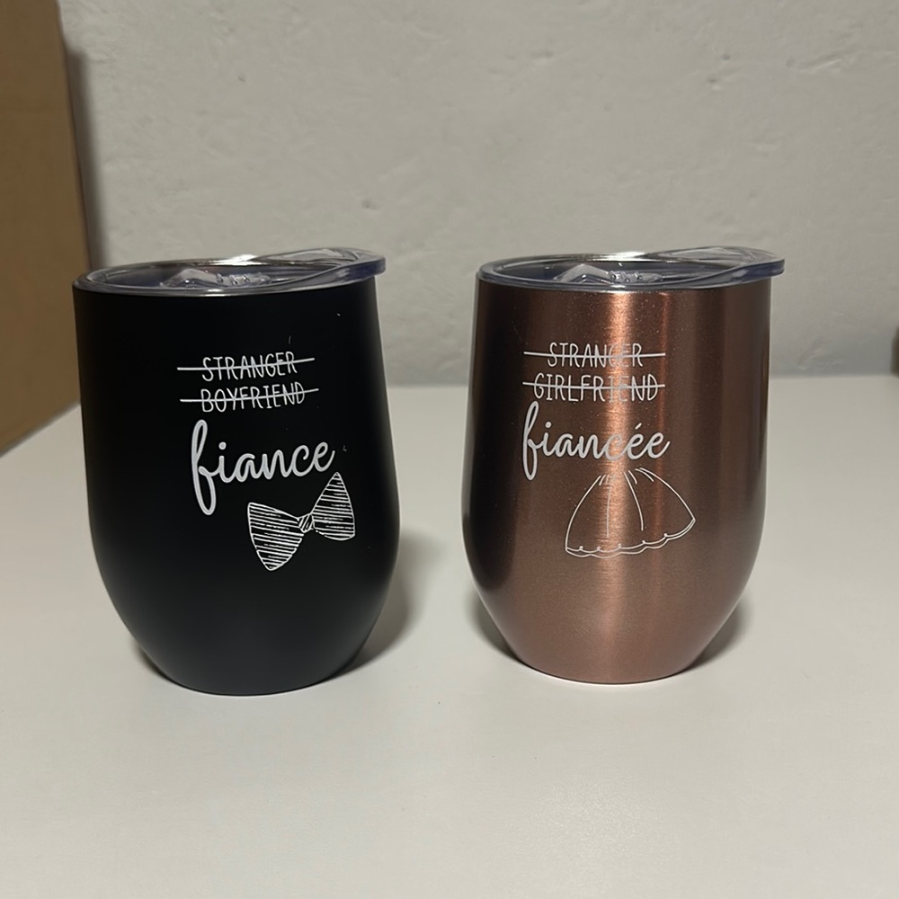 Fiancé and Fiancée Insulated Tumblers - Black and Bronze